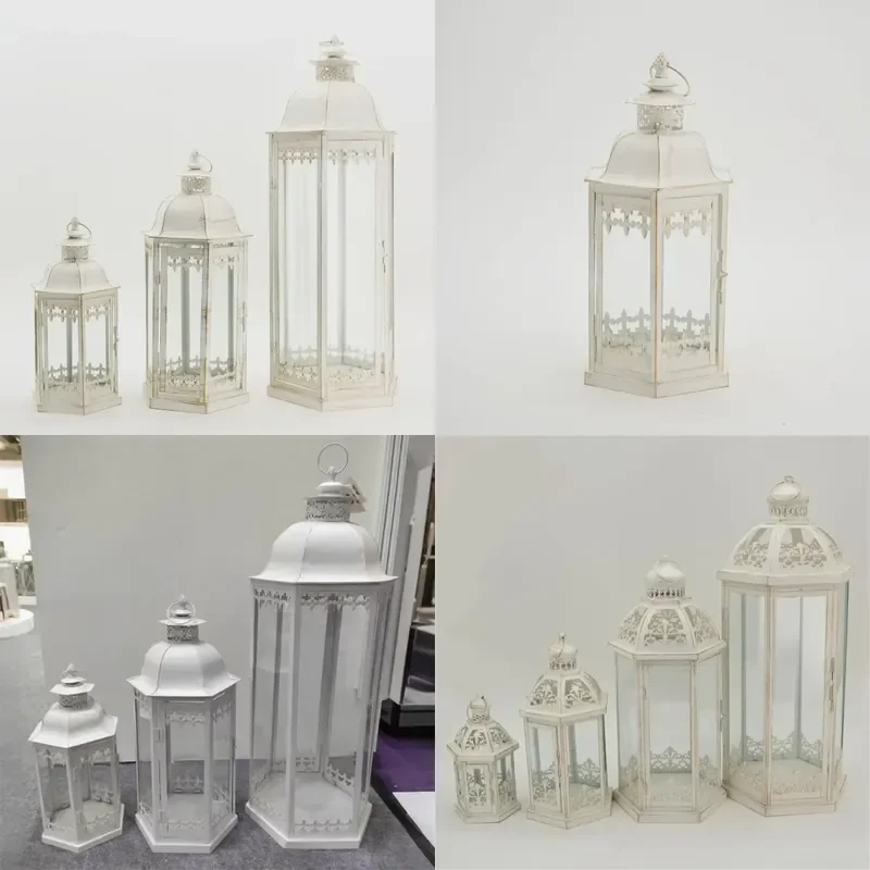 High Quality Big Hexagonal Metal Lantern for Garden Spring Decorative Outdoor Lighting Popular Hot Sale