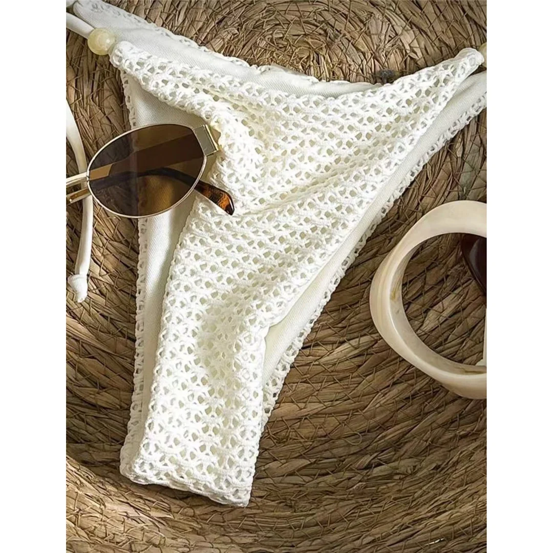 Zweiteiliges Bikini-Set mit Trägern, hohem Beinausschnitt, Badeanzug, Badebekleidung, aushöhlendem Design, Neckholder-Bikini, Damen-Badeanzug, Damen-Badebekleidung M126 – Detail 16