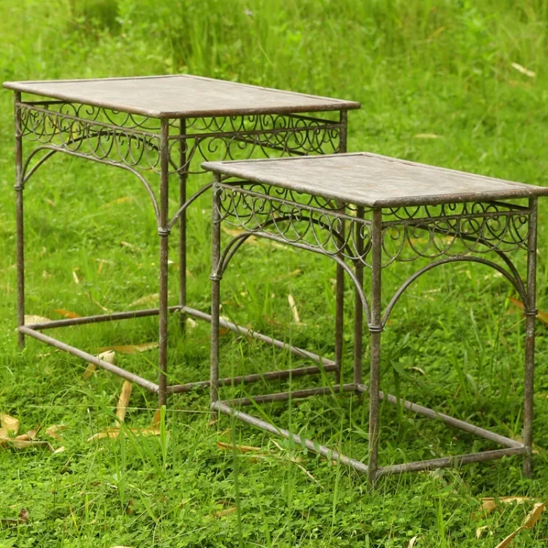 

European style old garden courtyard wrought iron flower stand outdoor balcony shelf floor terrace flower pot standASJJ-A311