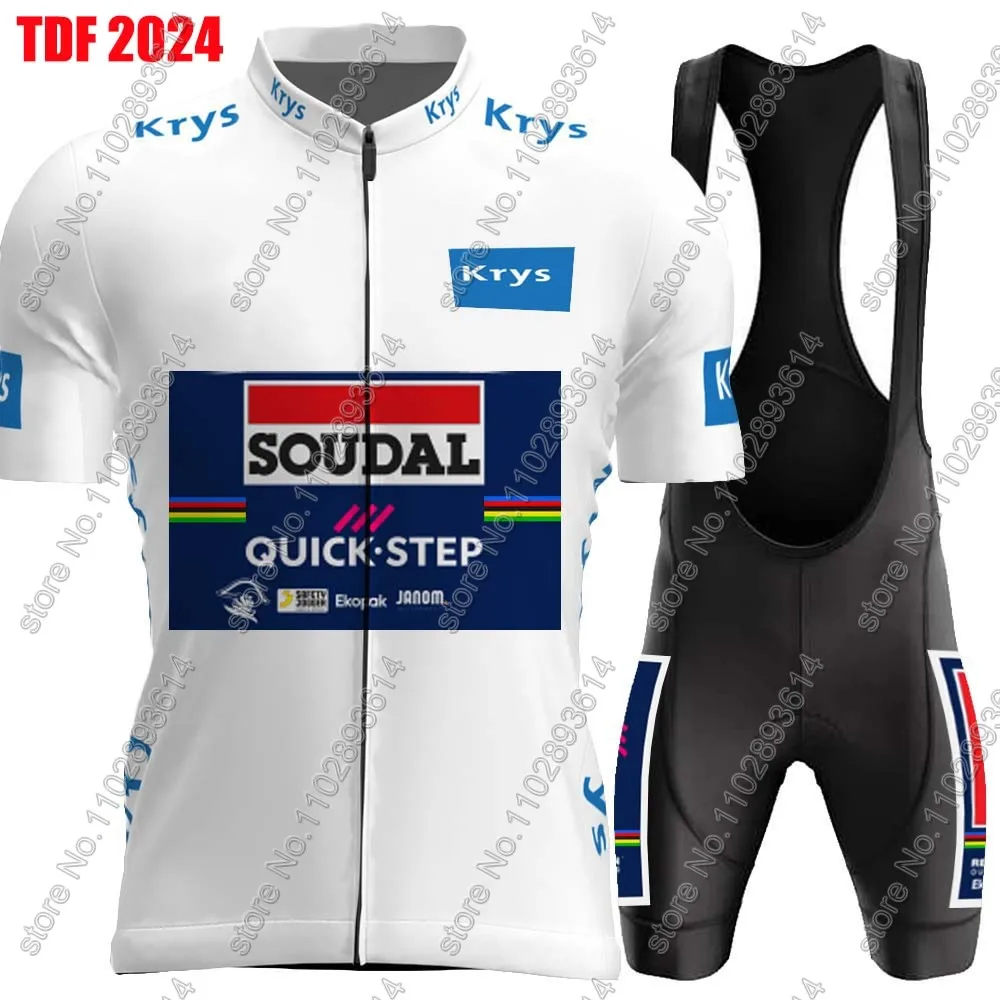 Soudal Quick Step 2024 France Tour Cycling Jersey TDF Set Short Sleeve Clothing Men Road Bike Shirts Suit Bicycle bib Shorts MTB