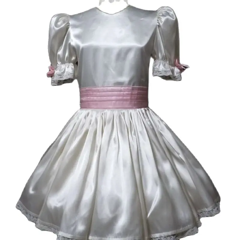 

French Adult Sissy Classic Dress with Unique Belt and Bow for Cross Dresser Parties Daily Unisex Dressing Can Be Customized