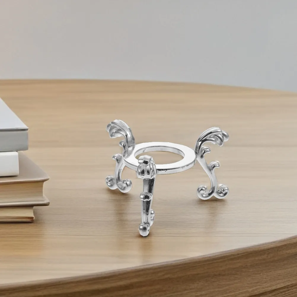 6Pcs Crystal Ball Display Base Metal Alloy Silver Sphere Stand Desktop Holder for Office Home Decor Metal Crystal Base