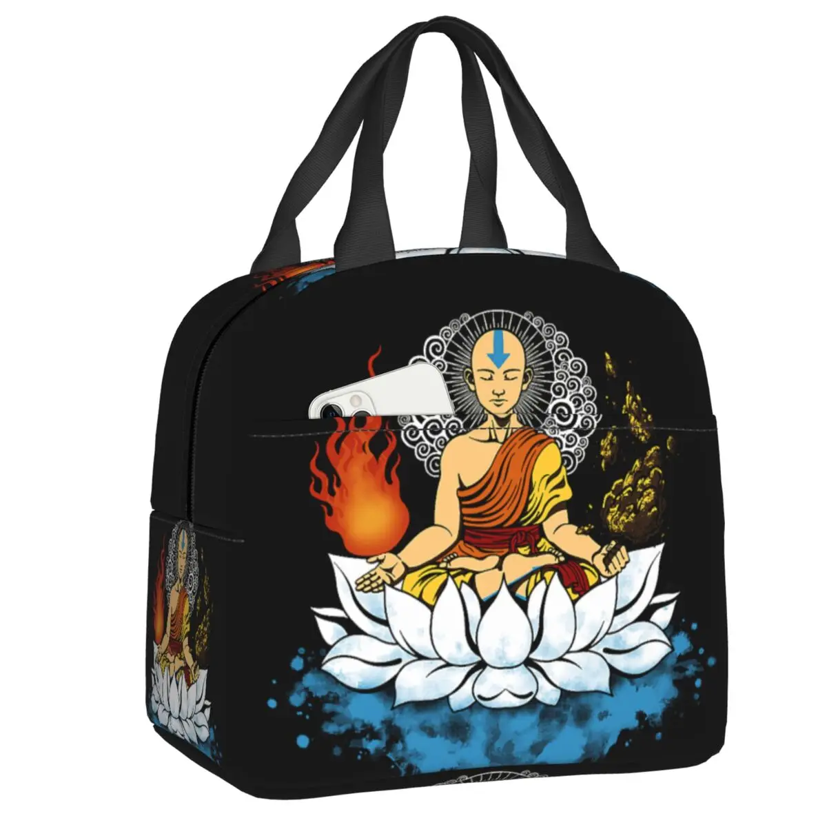 Avatar Meditate Insulated Lunch Bag Reusable Last Airbender Warm Cooler Thermal Lunch Box for Women Work School Picnic Food Tote