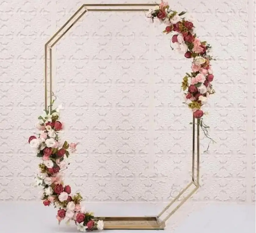 Octagon Shinny Gold Frame Backdrop Wedding Ideas Golden Panel Wedding Backdrop