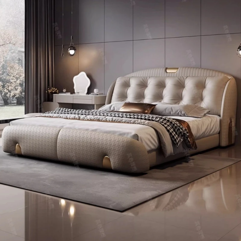 

King Nordic Upholstered Bed Frame Cabinets Bedroom Double Bed Storage Sleeping Frame Muebles Para El Hogar Home Furniture