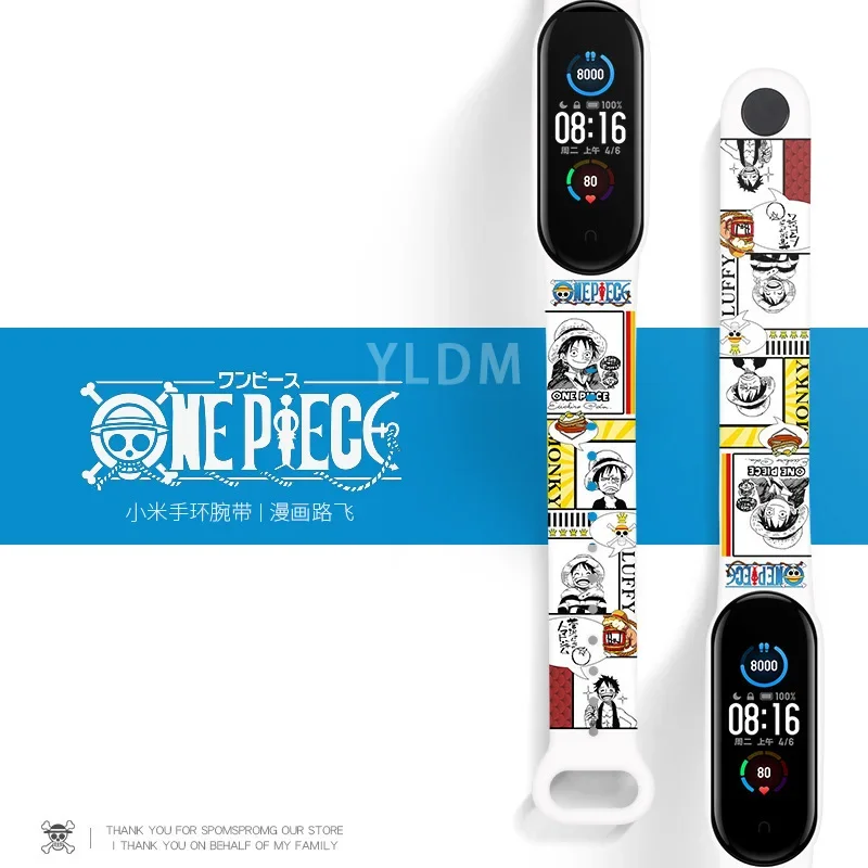 ONE PIECE Luffy Ace Strap for Mi Band 6 5 4 3 NFC Couples Cool Print Wristband Bracelet Replacement High Quality Shipping Free