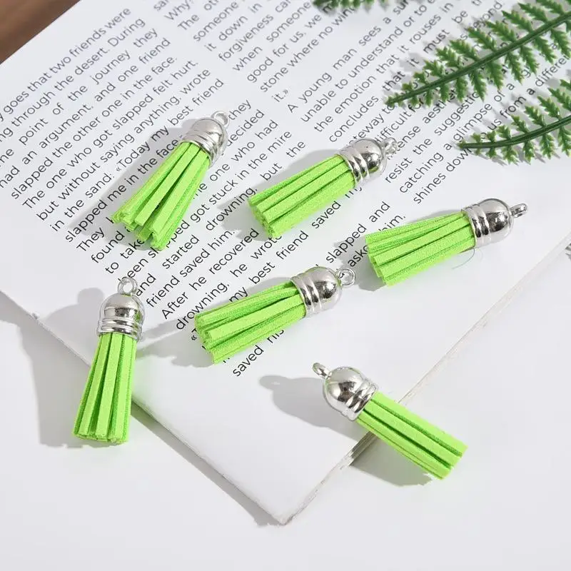 10/20 Stück Kunstleder-Quastenanhänger Kleine Quasten Charms für DIY-Schmuck, Armbänder, Schlüsselanhänger, Taschendekoration, Handarbeit – Detail 10