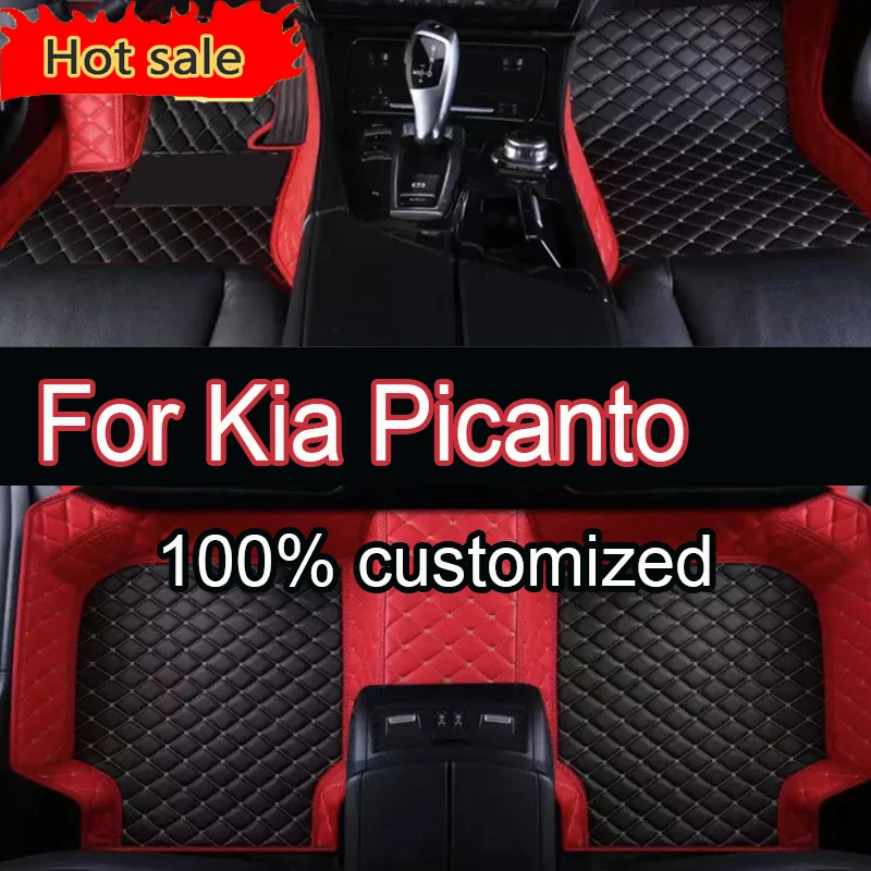 Leather Car Floor Mats For Kia Picanto Morning Grand Eko Taxi JA 2012~2017 5door Anti-dirty Car Mat Tapete Carro Car Accessories