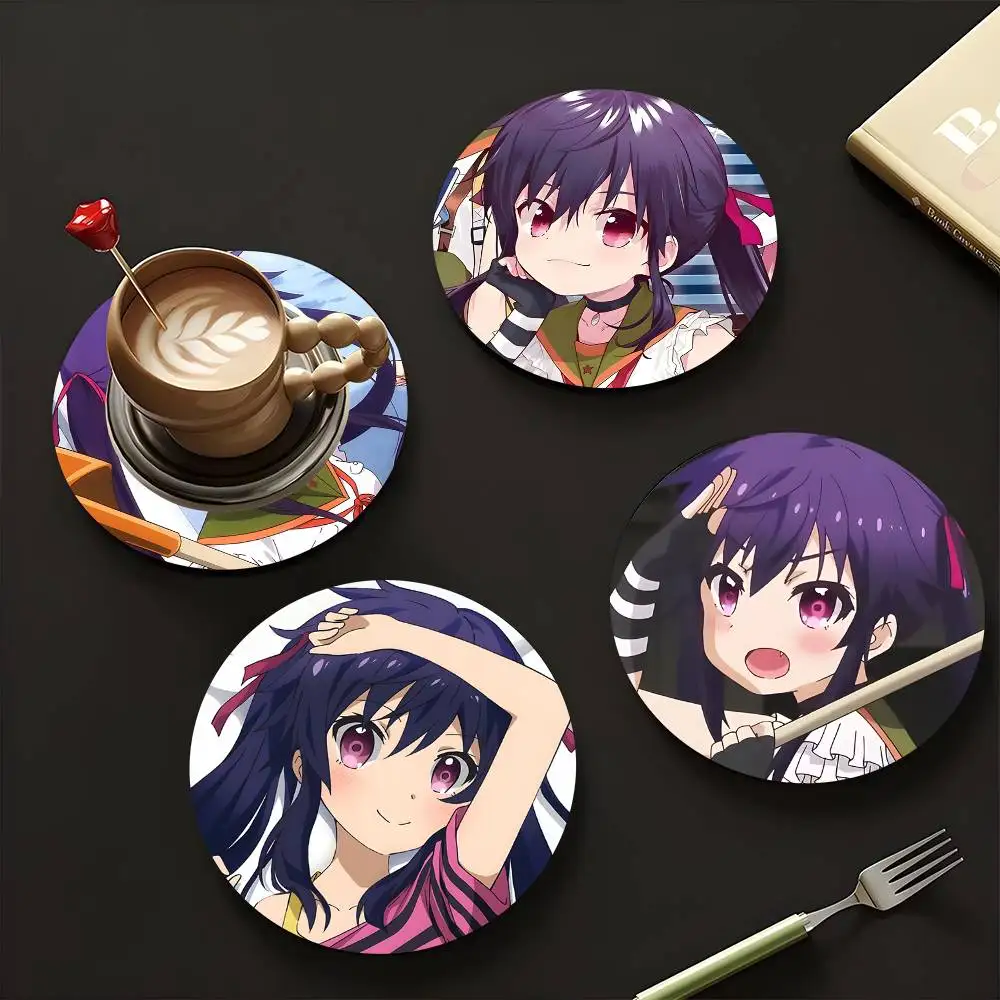 1pc Kurumi Ebisuzawa Anime Characters Wooden Coaster Colour Printing Cup Mat Home Desk Decoration Gifts