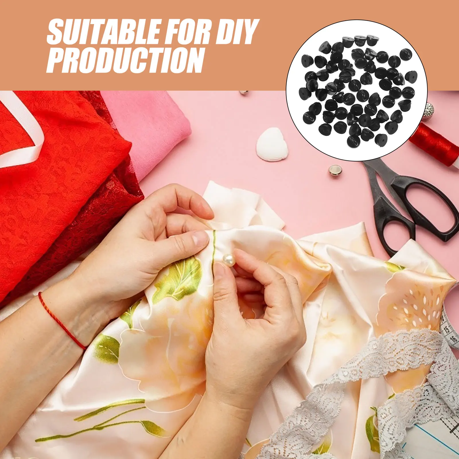 

100pcs Black PVC Butterfly Hat Buckles for Lapel Pin Backs Brooch Clutch DIY Accessories Craft Making Practical Replacement