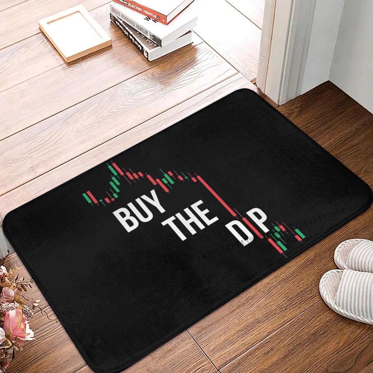 Bitcoin Cryptocurrency Art Bathroom Mat Buy The Dip BTFD Doormat Flannel Carpet Balcony Rug Home Decor