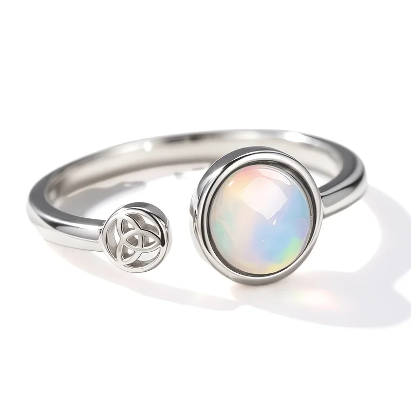 1 Pce 7mm Natural Opal S925 Sterling Silver Ring |Play-of-Color | Glam | Black Friday, Thanksgiving, Christmas Gifts