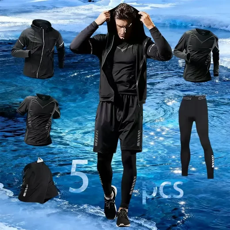 

Bestseller Sports Running 5-piece Set, cool style, soft and comfortable, high elasticity and quick drying