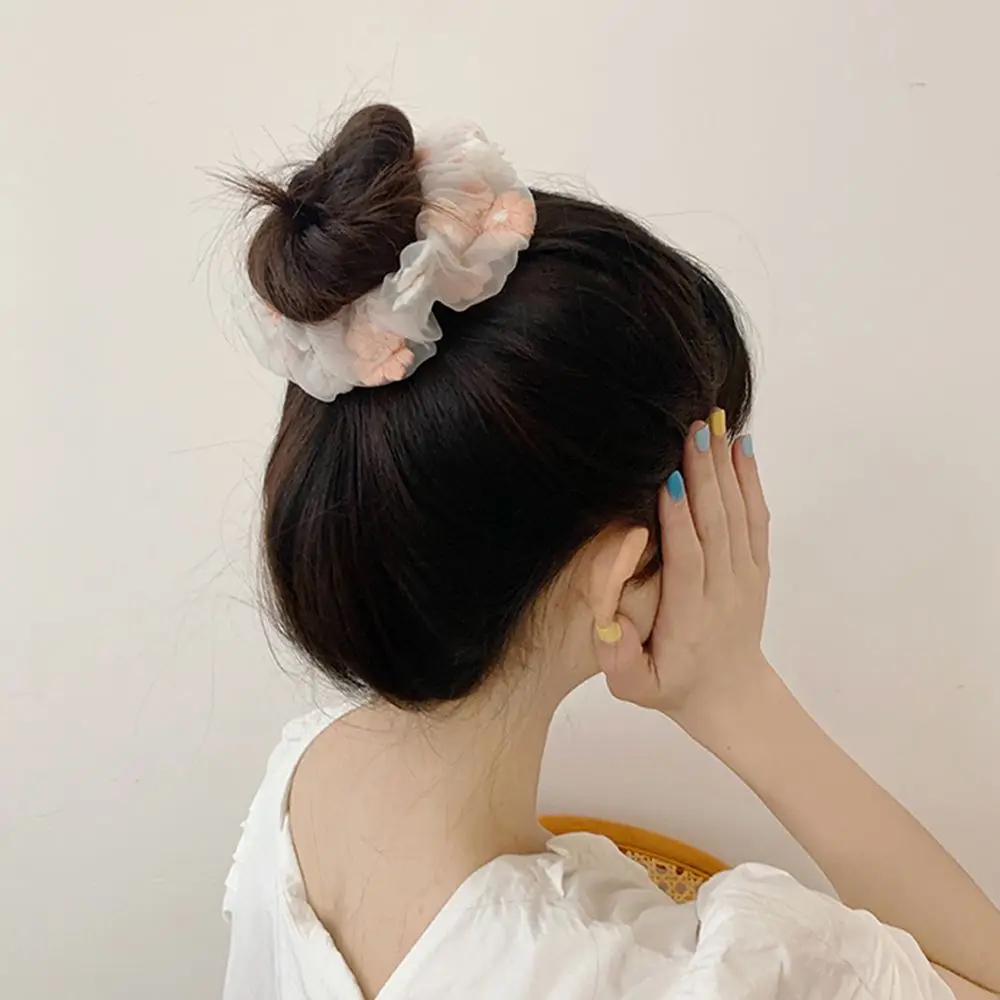 

Fashion Women Elastic Embroidery Gauze Hair Accessories Scrunchie Rubber Band Hair Tie Hair Rope