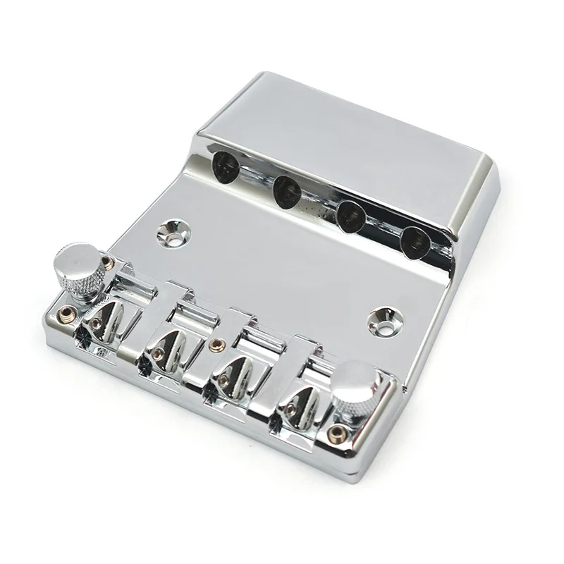 Height Adjustable 4-String Bass Bridge Removable Saddle Design 98.5 x 92.5mm Low Profile Bass Guitar Bridge Tailpiece