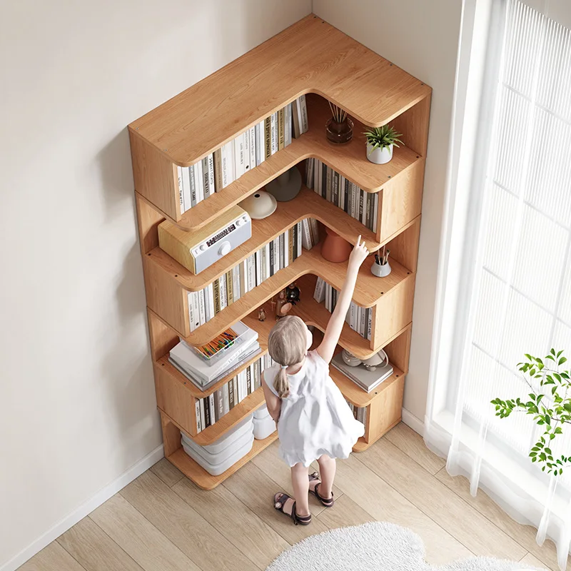 Aestethic Open Bookcase Tall Nordic Children Display Corner Wooden Bookcase Nordic Hotel Unique Estante Para Libros Furniture