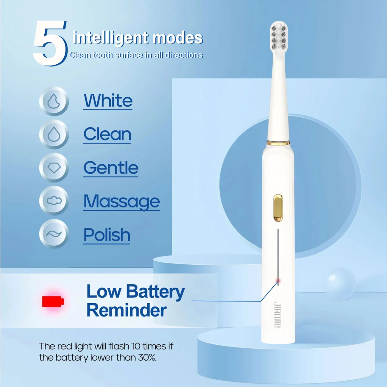 Smart Sonic Cleaning Electric Toothbrush USB Rechargeable Whitening Vibration Tooth Brushes Oral Care For Adult IPX7 Waterproof