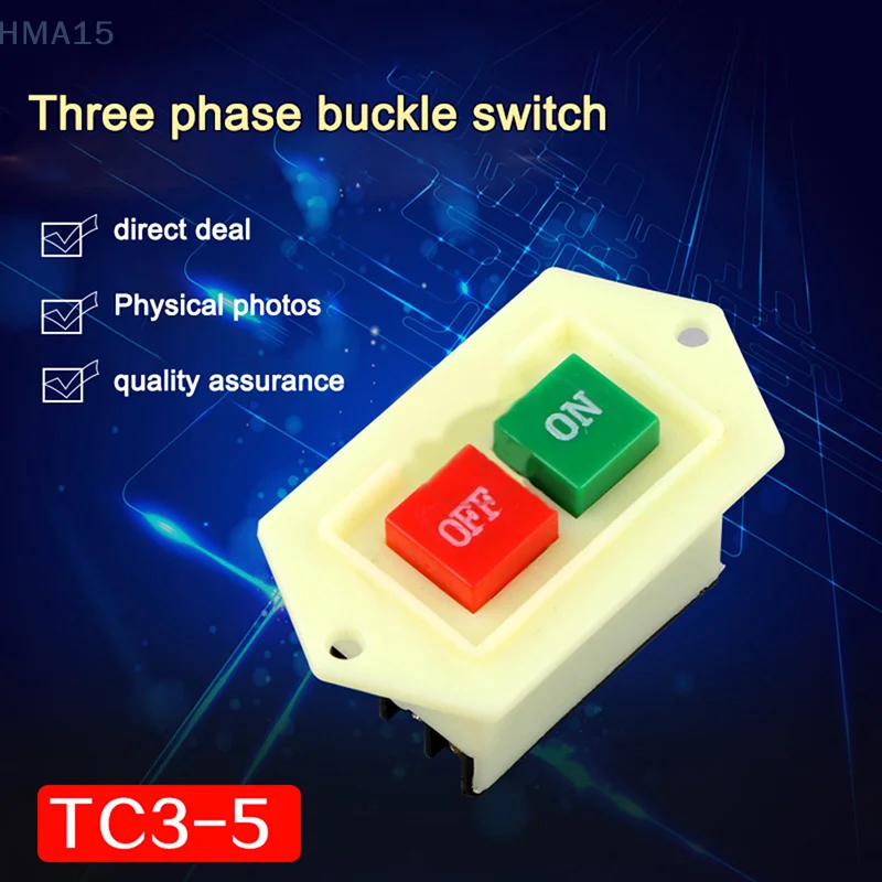 [EL]380V LC3-5 Button Start Switch 10A ON-OFF Push Button Switch Three Phase Start Button For Bench Drill Grinding Machine