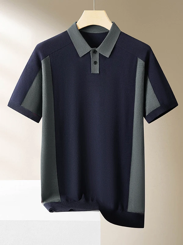 

Loose Fit Men's ort Sve Knitwear Casual Sle Contrast Color Collar f Sve Sweater Comfortable Soft Viscose Polyester