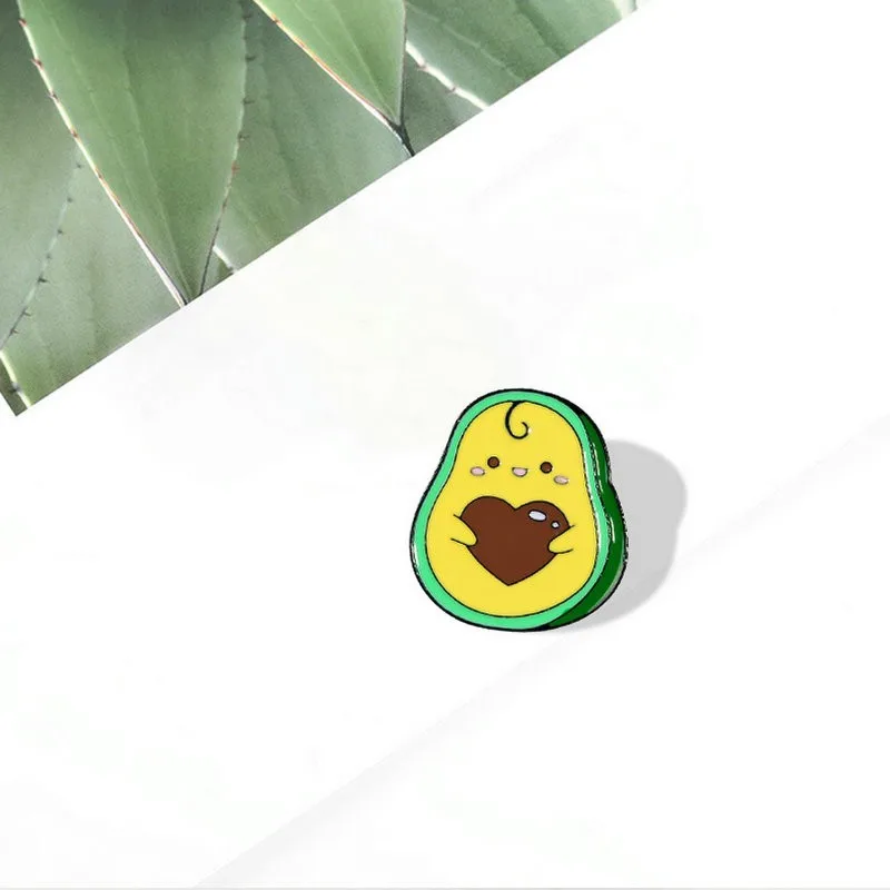 Enamel Pin Custom Fruit Brooches Shirt Lapel Bag Cartoon Badge Jewelry Gift for Kids Friends Love You~ Avocado