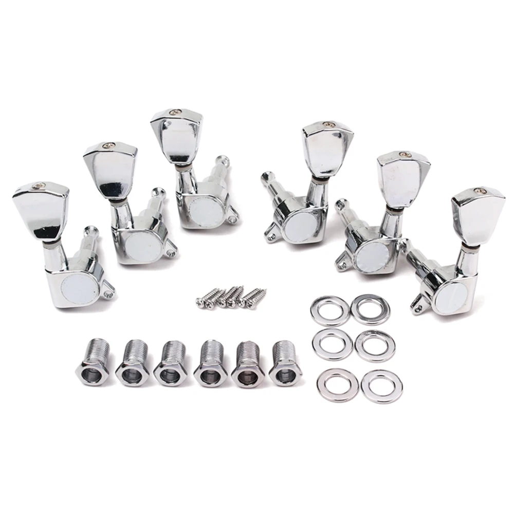 

3 L3R Chrome Knob Guitar Acoustic Accessories Machine Heads Tuning Ukulele Replacement Pegs Machines Hardware Kit