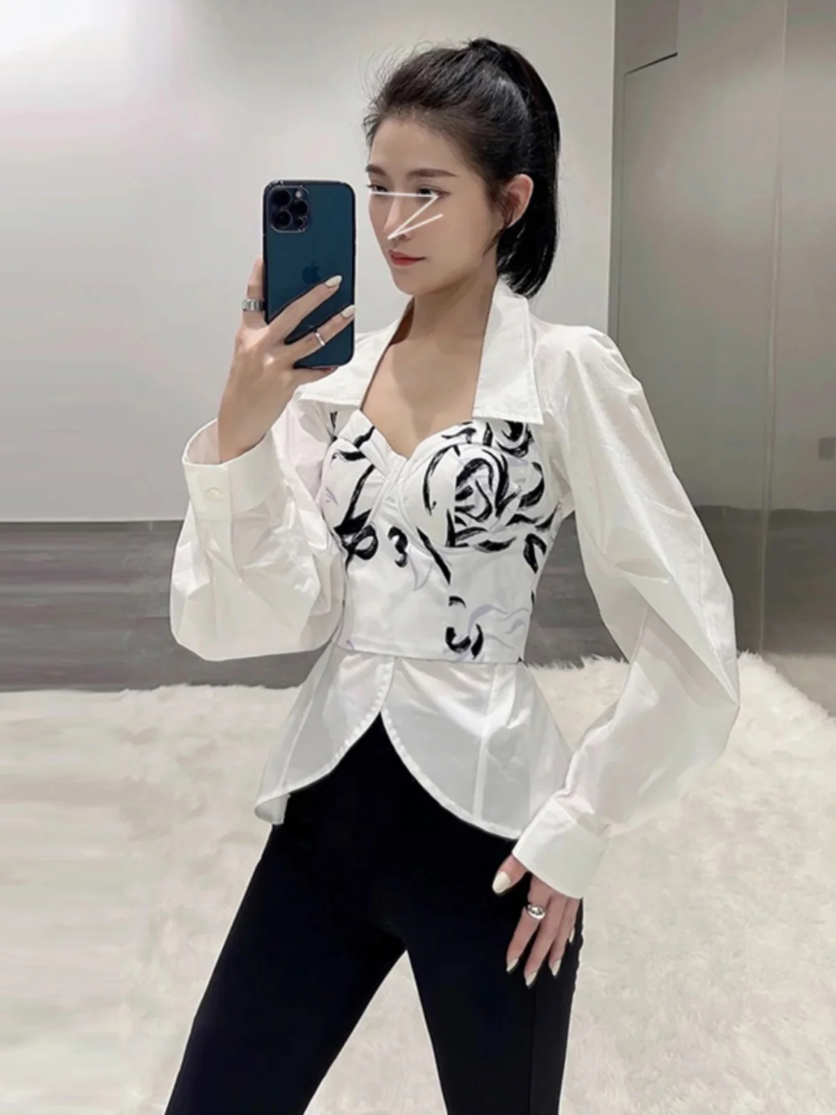 

Женская повседневная блузка Slim Fit с принтом, в корейском стиле, весна-лето, новая версия, модный дизайн