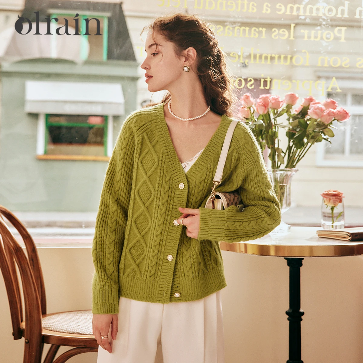 

OLrain French Cardigan for Woman 2025 Autumn Winter New in Solid Vintage Knitting Tops Soft Sweaters Women's Clothing O22QM63612