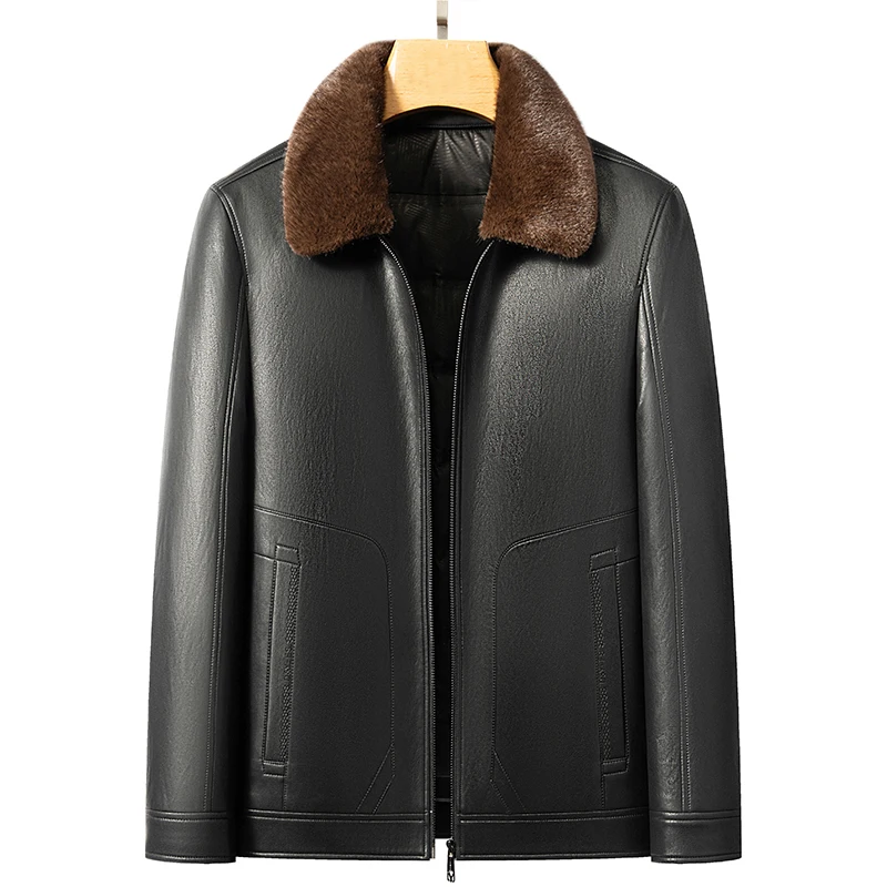 

High-Quality Men's Winter Jacket Fur Collar Eco-Friendly Warm Men's Down Jacket with Duck Feather Lining Black/Brown Coat Man