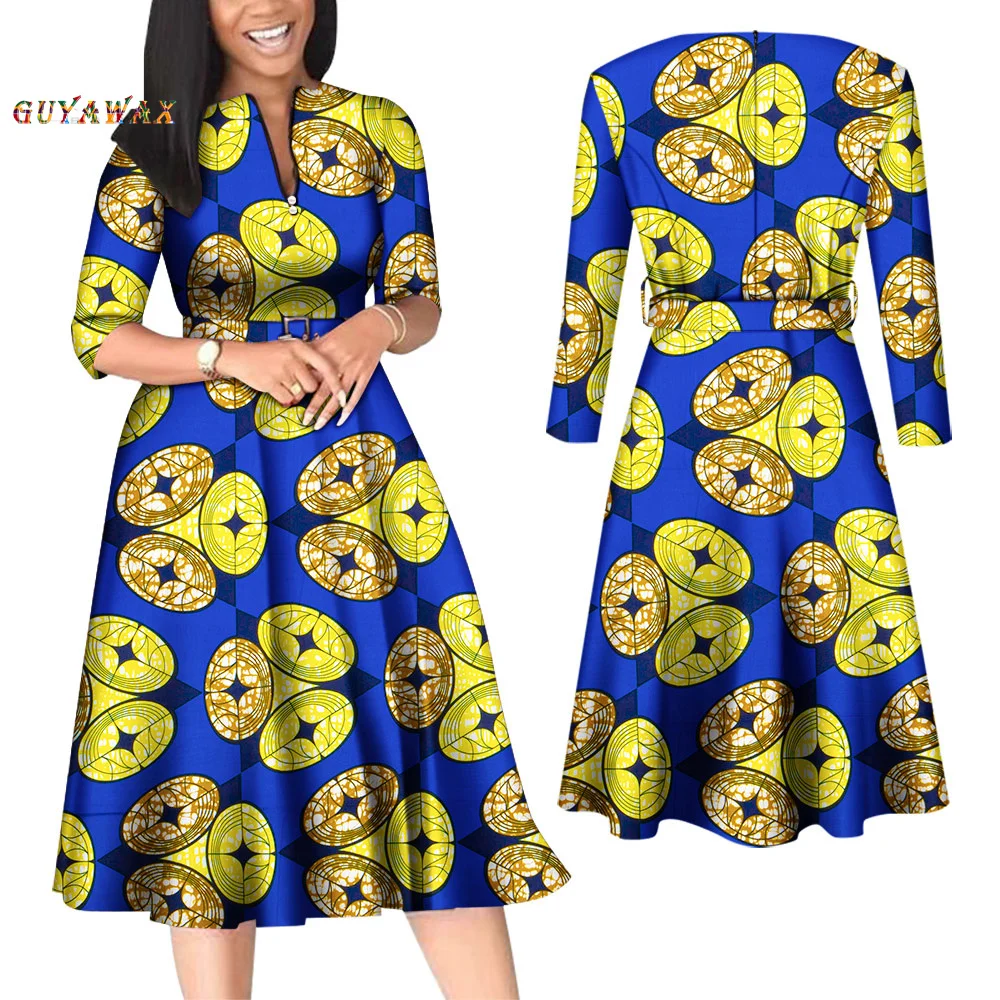 New African Style Dresses for Women Elegant Evening Gowns African Party Dress Ankara Floral Printed Robe Africaine Femme Bazin