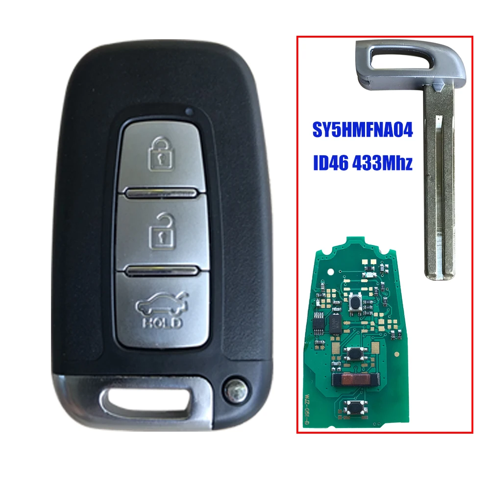 

433Mhz Car Remote Smart Key for HYUNDAI Tucson IX35 Accent Veloster Sonata Solaris SantaFe Verna I45 I30 SVI-MDFEU03