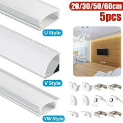 5PCS 30CM 50CM U/V/YW-Style Aluminum Channel LED Strip Light Holder Cover Mounting Clip System Bar Cabinet(without Light Strip)