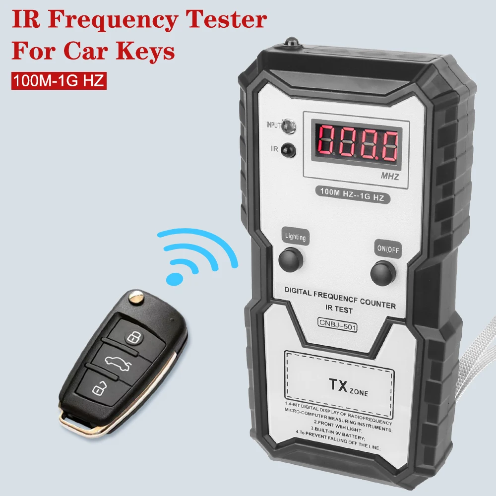 Verificador de freqüência infravermelha para chaves do carro, controlador remoto, instrumento de medida, IR eletrônico, teste contador de freqüência, 100m-1GHz