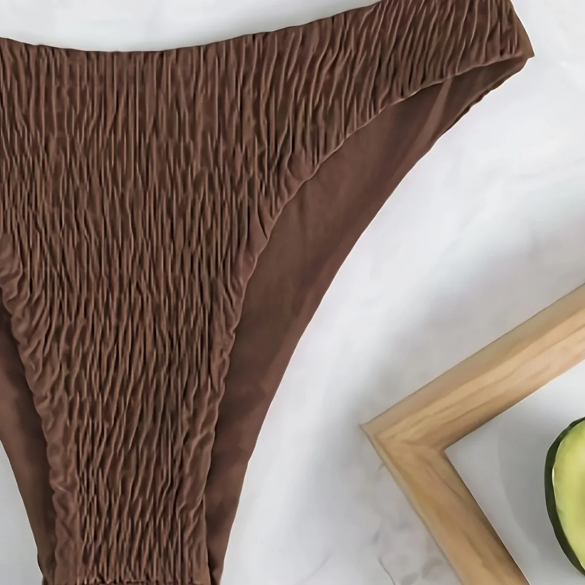 Sexy Brown Bandeau Swimwear Thong Bikini 2025 Women Wrinkled Swimsuits Swimming Bathing Suit Brazilian Bikinis Set Mujer Biquini