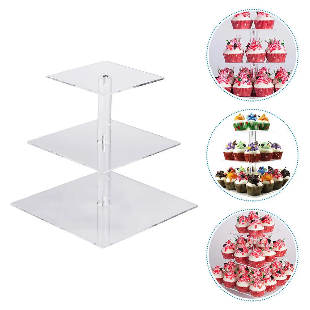 1 قطعة كعكة عرض موقف الاكريليك متعدد الطبقات مستقرة الحلوى رف الزفاف عيد ميلاد كب كيك حامل حفلة استخدام كعكة شفافة الرف #2