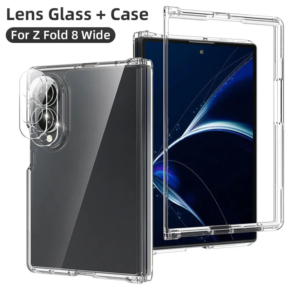 

Lens Glass + Case for Samsung Galaxy Z Fold 8 Wide HD Back Camera Protector Film & PC+TPU Anti-fall Protective Case Accessories