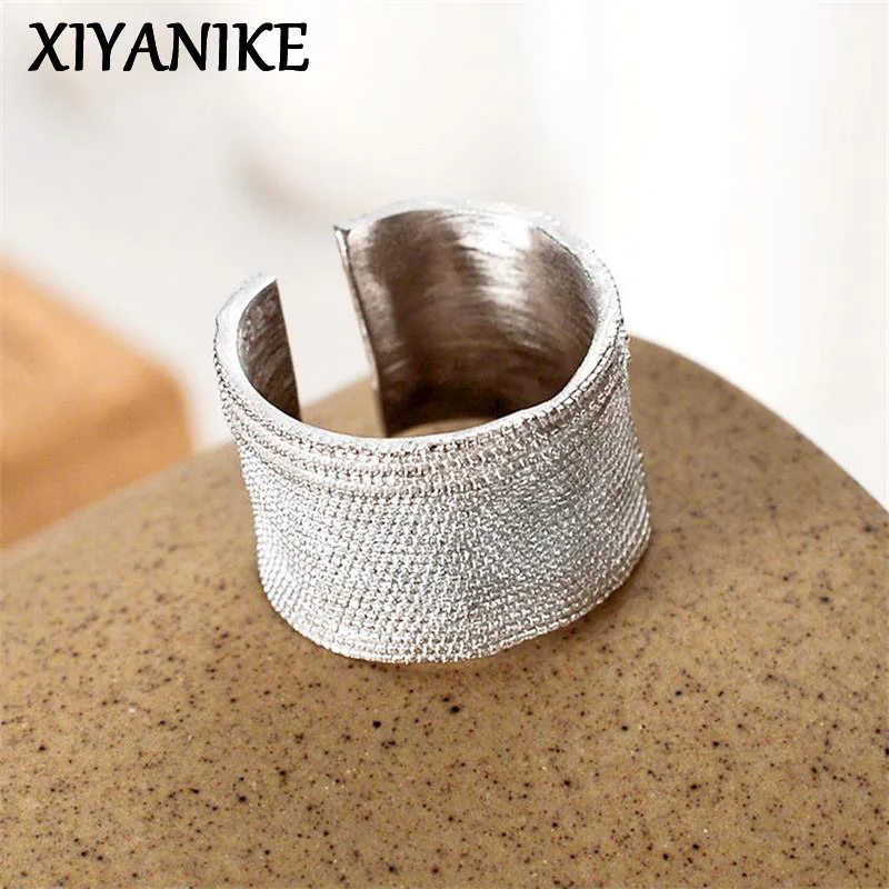 XIYANIKE Irregular Geometry Wide Cuff Finger Rings For Women Girl Korean Fashion New Jewelry Ladies Gift Party anillos mujer