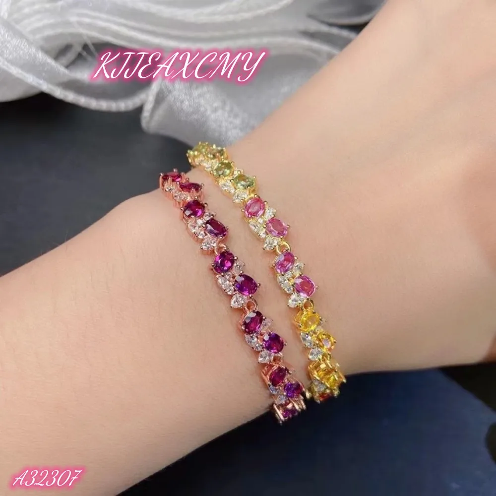 

KJJEAXCMY Brand Boutique Jewelry 925 Sterling Silver Natural Sapphire Garnet Women's Bracelet