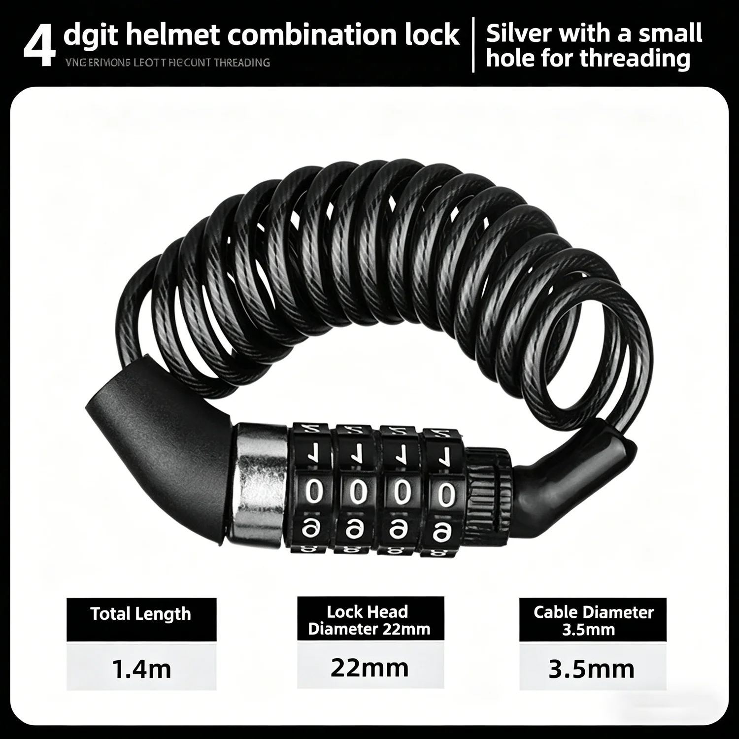 Anti-Theft 4-Digit Combination Lock Steel Cable Chain motorcycle Security Accessory password motorcycle accessories bicycle lock