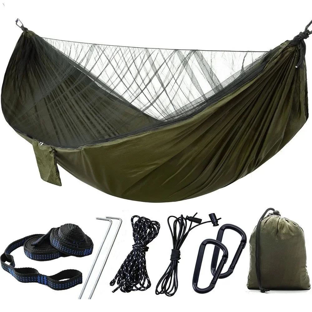 Outdoor Parachute Straps Hanging Travel Hammock Swings With Mosquito Net