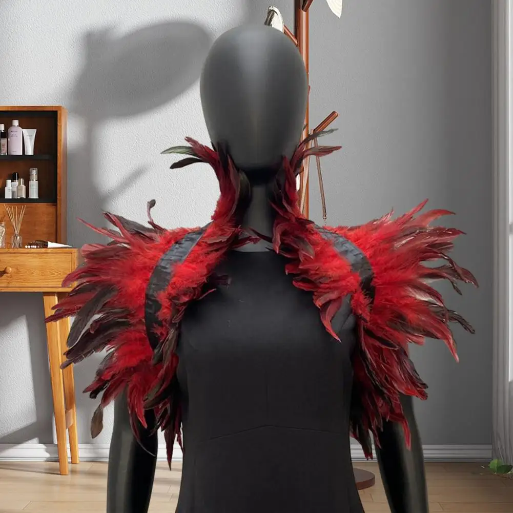 Feather Shawl Adjustable Feather Shawl Soft Feather Shrug Shawl Wrap for Gothic Cosplay Stage Performance