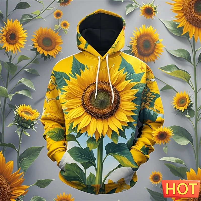 

Autumn 3D Printing Yellow Sunflower New In Hoodies & Sweatshirts Kid Funny Streetwear Hooded Hoody Women Fashion Pullovers Tops