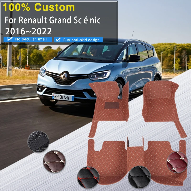 

Leather Car Floor Mats For Renault Grand Scenic IV 2016~2022 5seat Anti-dirt Pad Car Mats Floor Carpets Car Accessories Interior