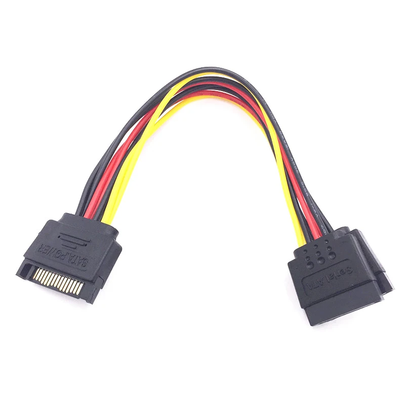 SATA II Hard Disk Power 15Pin SATA Macho para 2 Fêmeas 15Pin Power HDD Splitter Cabo de Extensão