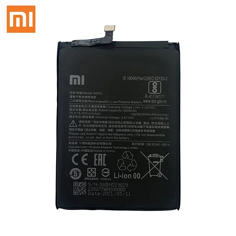 100% Original Xiao mi BN55 5020mAh Phone Battery For Xiaomi Redmi Note 9S Note 9 S Note9S Replacement Batteries Bateria