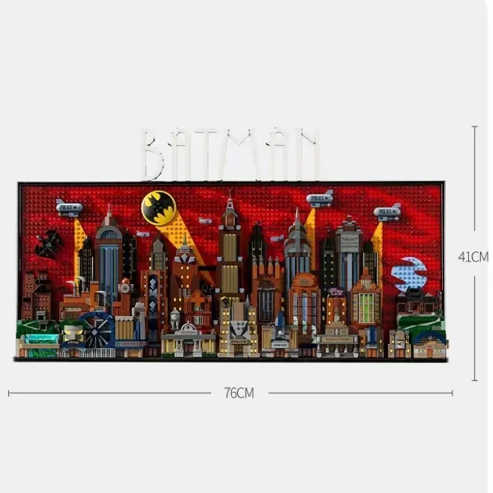 A Série Animada Gotha City Skyline Building Block Model, Compatível Montagem Brinquedos de tijolo, Presente para menino, Em estoque, 76271, Novo, 2024