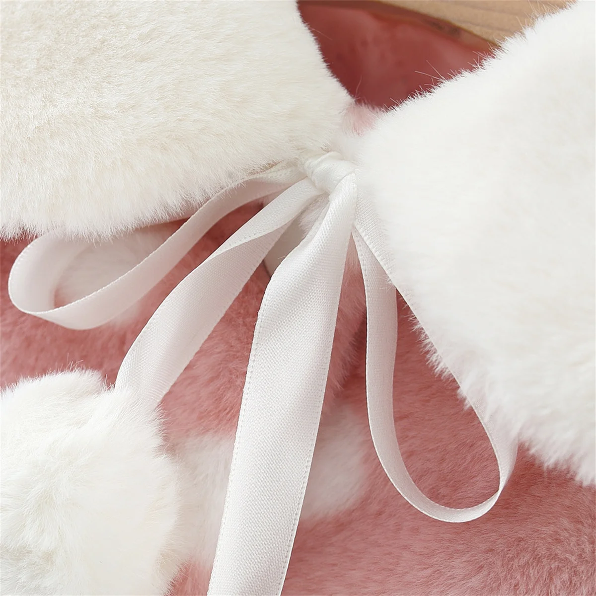 سترة شتوية للفتيات الصغيرات بلون سادة وياقة واسعة وأكمام طويلة معطف فرو مناسب للفتيات ملابس ثلج مطبوعة بنقط بولكا #5