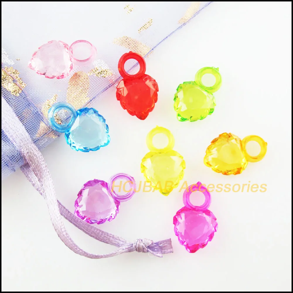 100Pcs Clear Mixed Plastic Acrylic Tiny Heart Charms Pendants 10x16mm
