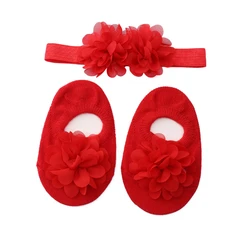 3pcs Baby Socks With Headband For 0-12M Baby Girls Autumn Flower Fashion Princess Cute Socks