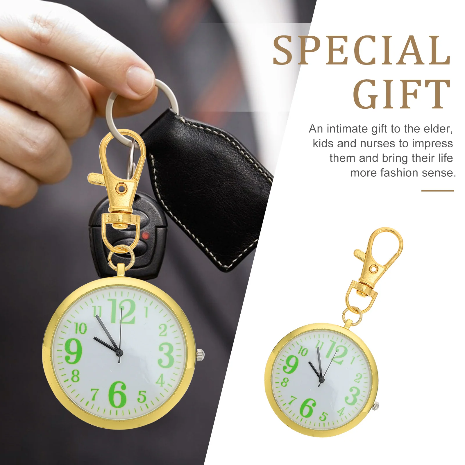ساعة جيب مصنوعة من خليط معدني لكبار السن، زجاج مقاوم للضغط، تصميم معلق خفيف الوزن لامتحان الممرضات الطبية، قرص كبير