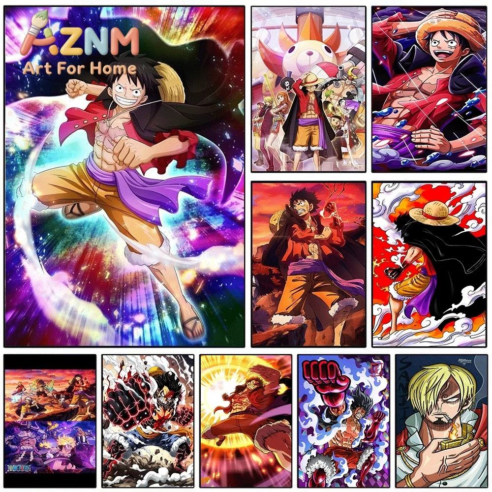 One Piece Anime Canvas Wall Art No Frame Monkey D Luffy Straw Hat Pirates Manga Print Painting Bedroom Living Room Home Wall D